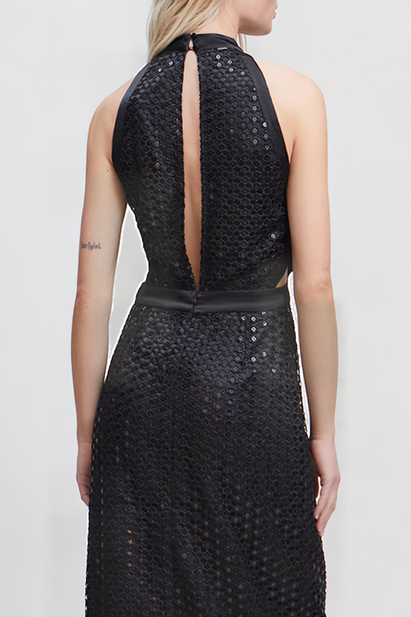 BLACK LACE MIDI DRESS WITH AMERICAN ARMHOLES 5