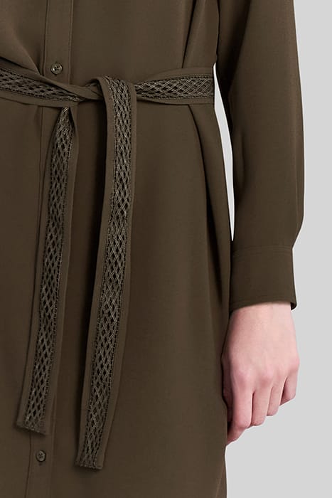 KHAKI RECYCLED DRESS WITH TONE-ON-TONE LACE PANEL 6