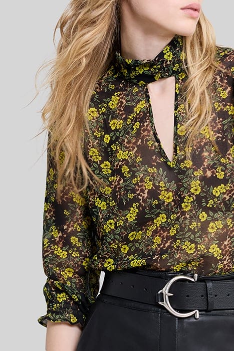 BLACK RECYCLED BLOUSE WITH FLORAL LEOPARD PRINT 6