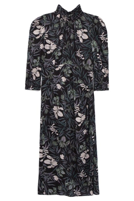 BLACK LENZING™ ECOVERO™ ORCHID PRINT MIDI DRESS 3