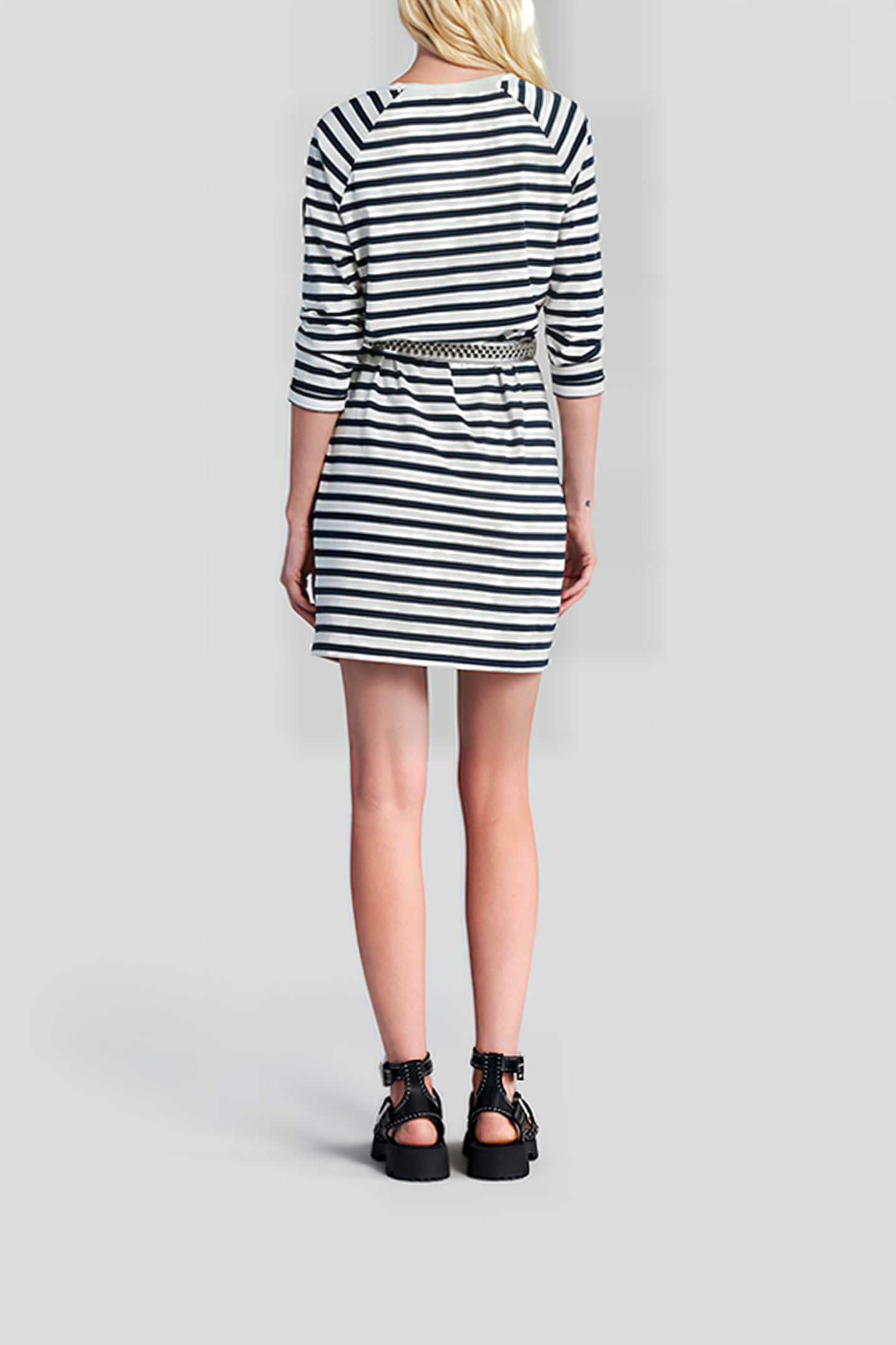 ECRU SAILOR-STRIPE DRESS WITH BADGE ON SLEEVE 3