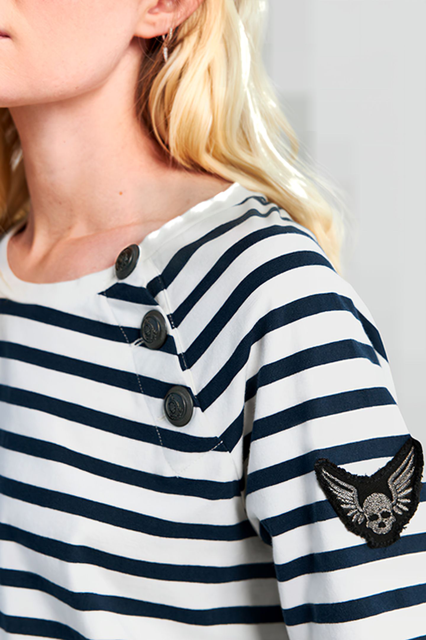 ECRU SAILOR-STRIPE DRESS WITH BADGE ON SLEEVE 5