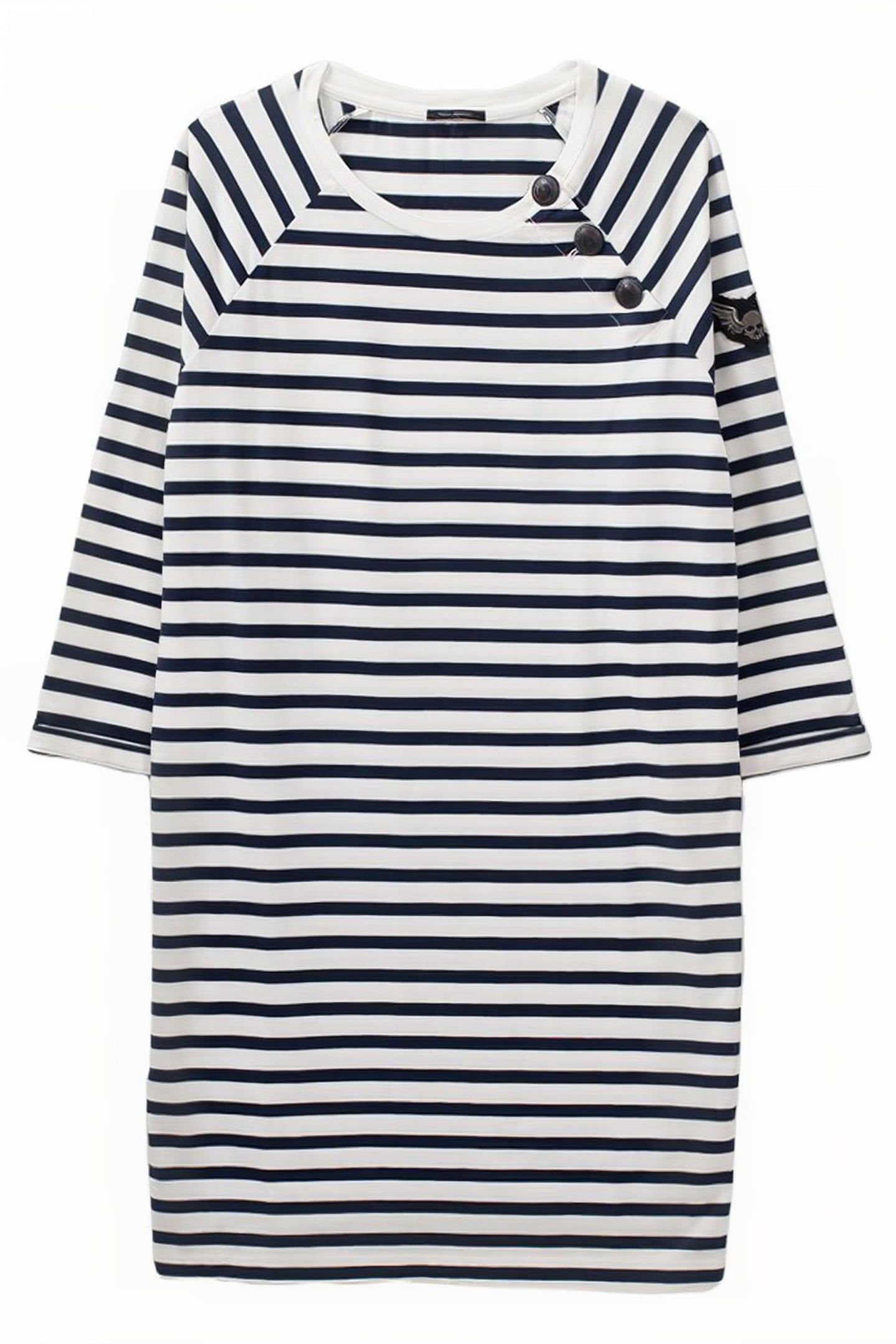 ECRU SAILOR-STRIPE DRESS WITH BADGE ON SLEEVE 4