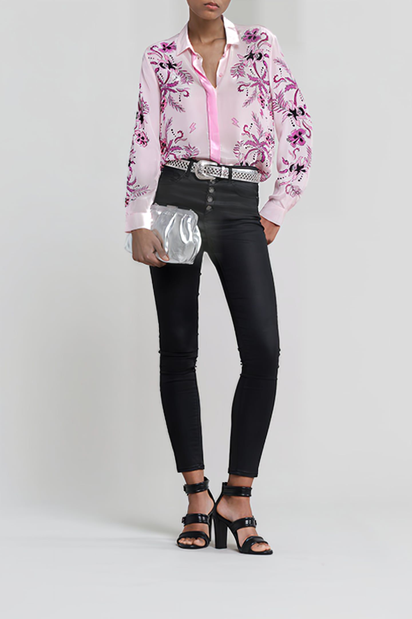 PINK SHIRT WITH FLOWER & PALM-TREE PRINT 3