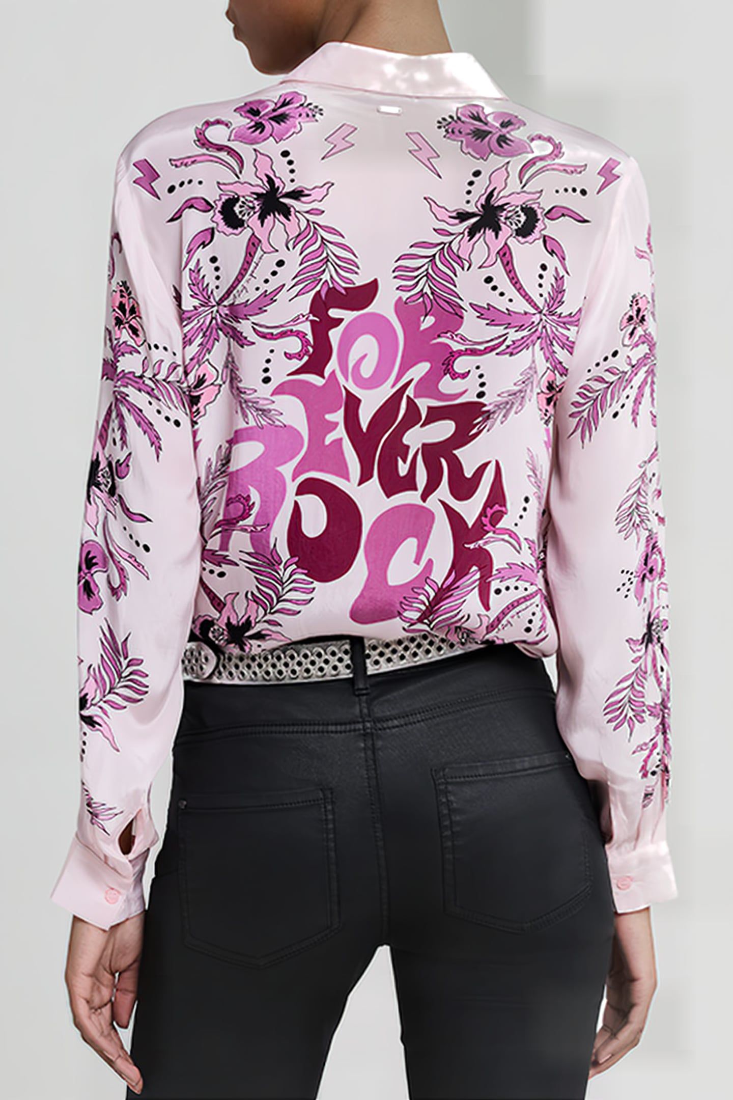PINK SHIRT WITH FLOWER & PALM-TREE PRINT 2