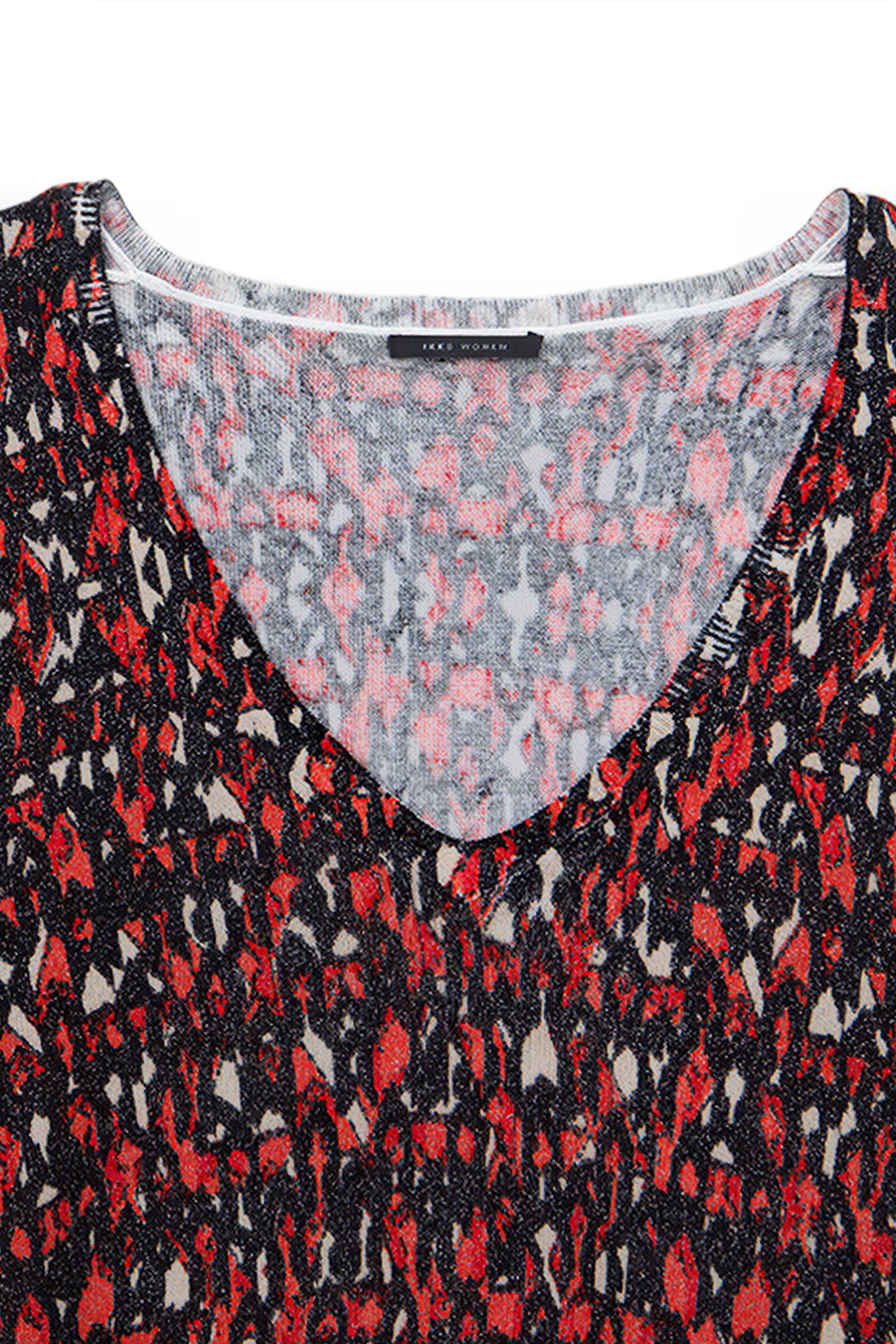 BLACK FINE KNIT SWEATER WITH IKAT PRINT 6