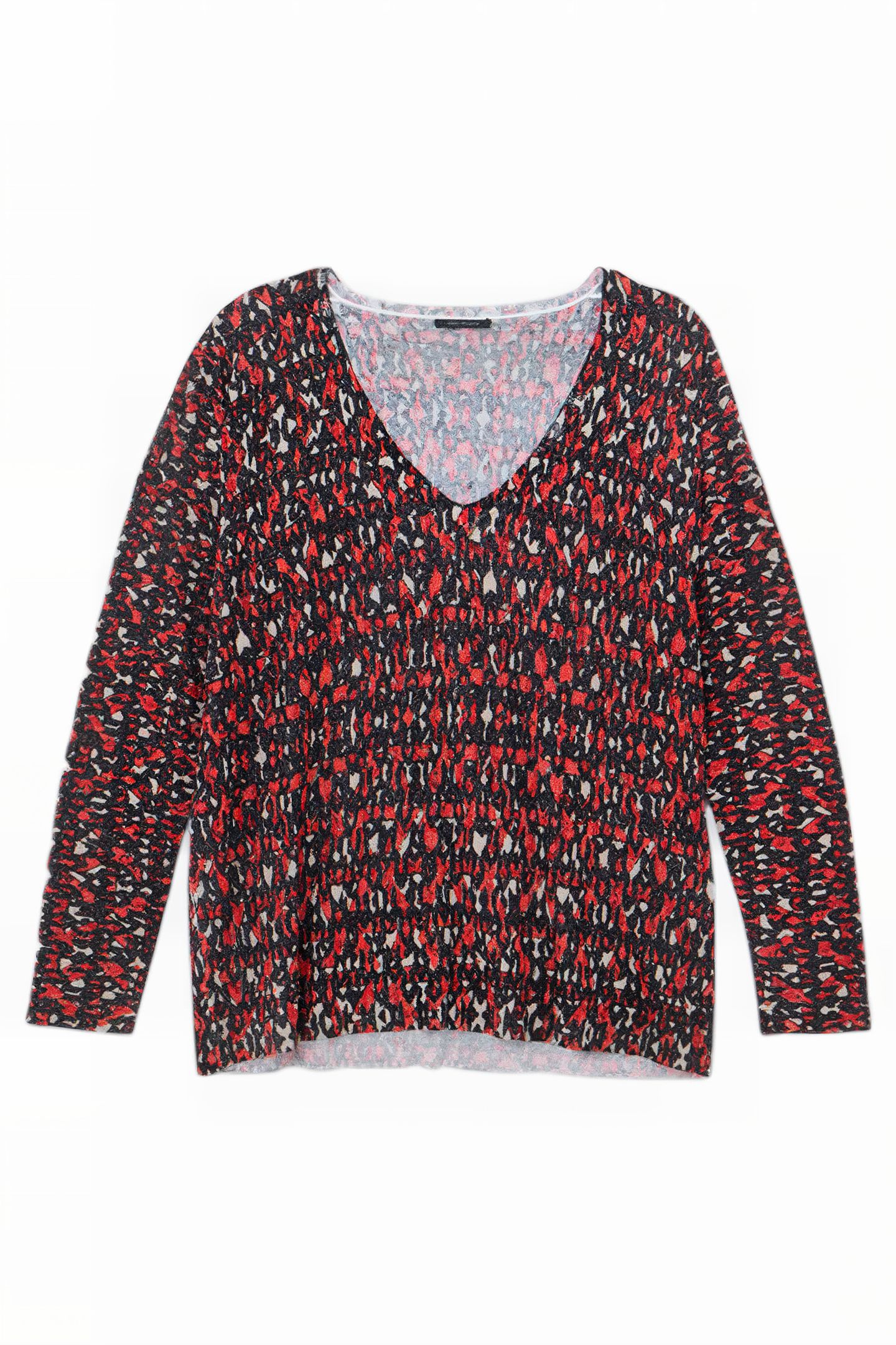 BLACK FINE KNIT SWEATER WITH IKAT PRINT 4