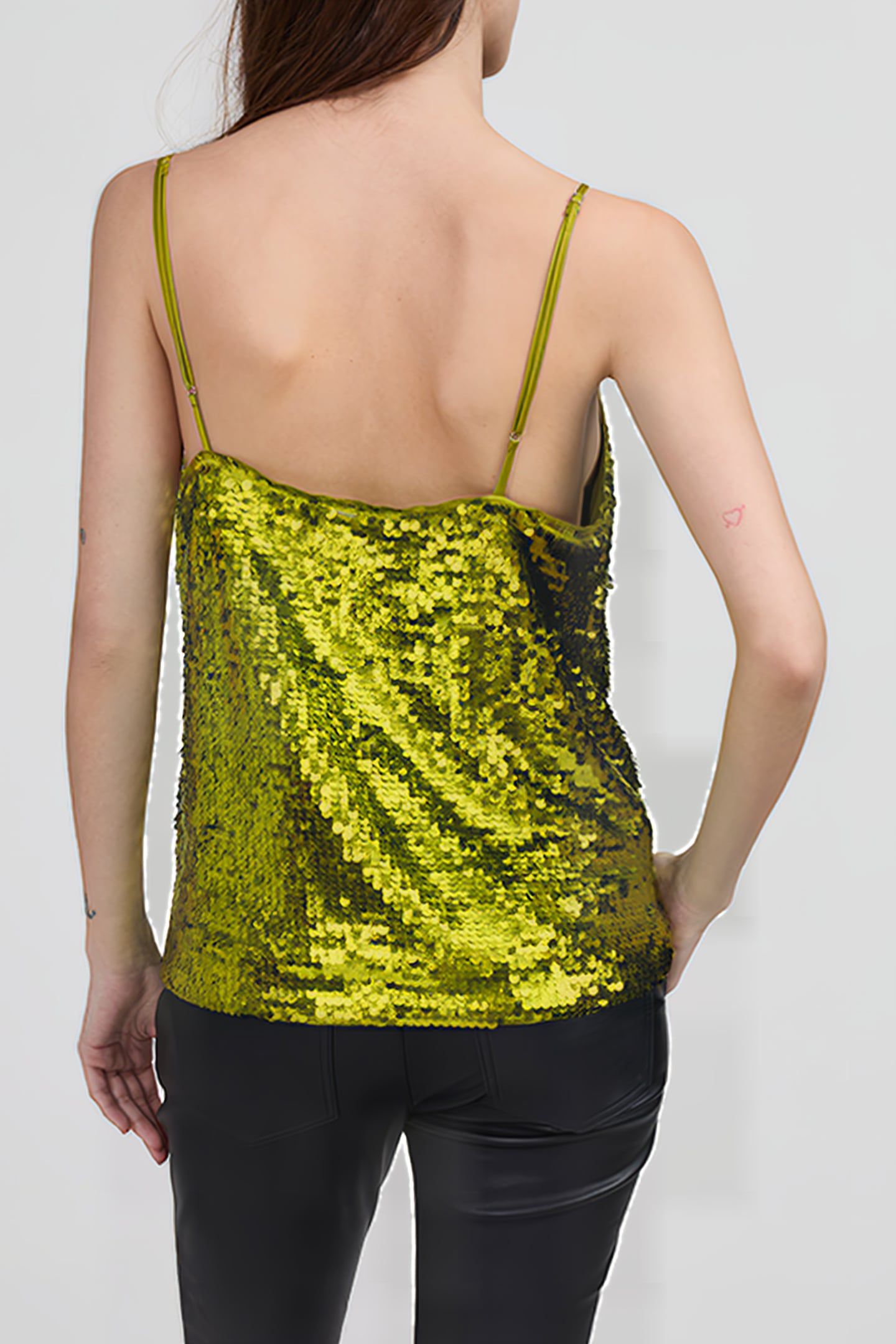 LIME GREEN METALLIC SEQUIN RECYCLED TOP 2