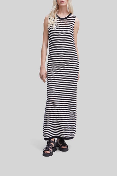 SAILOR-STRIPE OPENWORK KNIT LONG DRESS 1