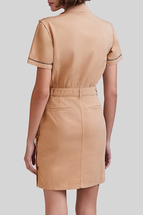 CAMEL DENIM DRESS, PRETTY BRAID, SIDE PRESS STUDS 2