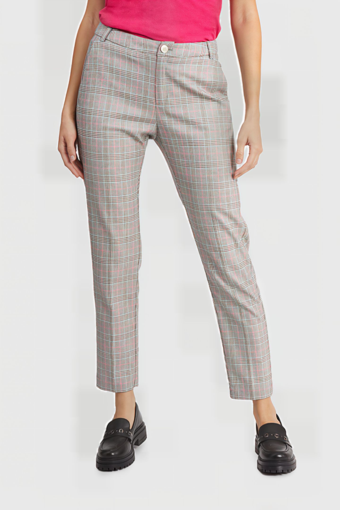 BEIGE CHECK SUIT TROUSERS 1