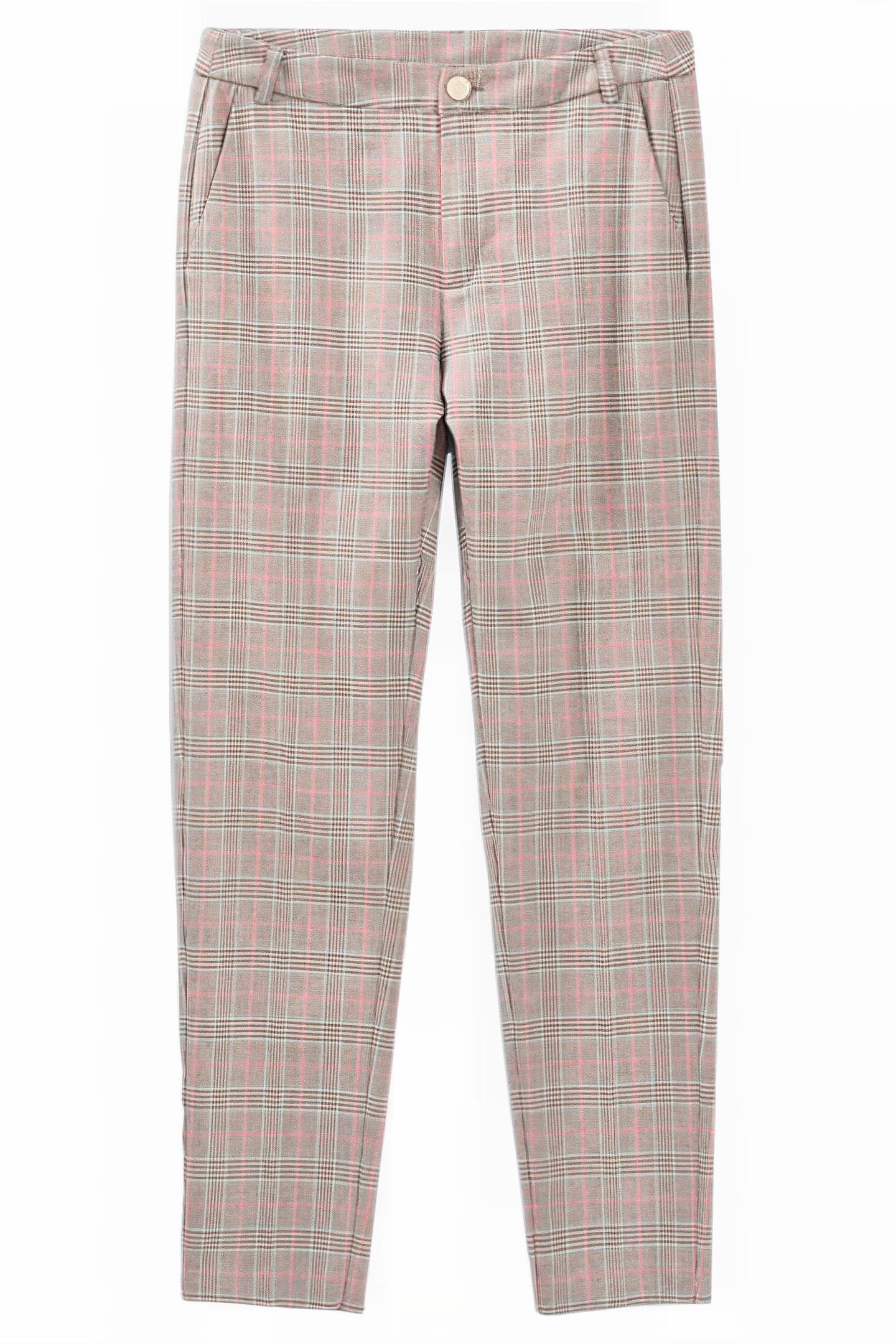 BEIGE CHECK SUIT TROUSERS 4