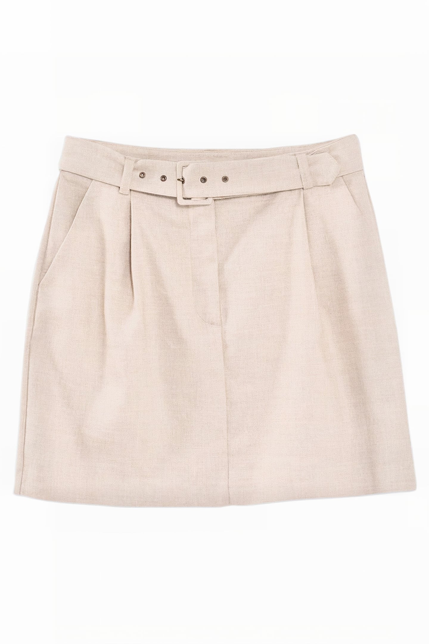 IRIDESCENT BEIGE LINEN-BLEND SUIT SKIRT 4