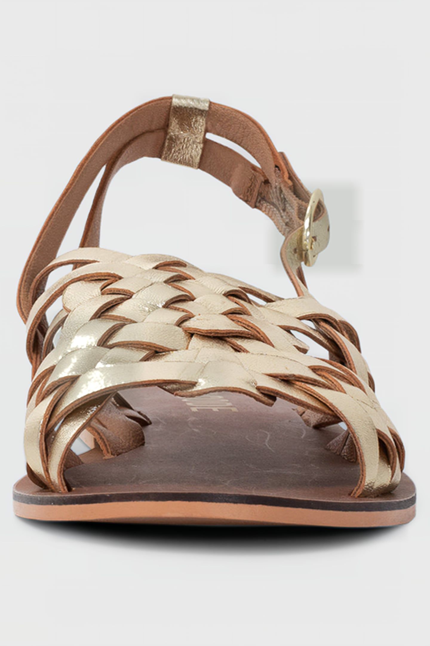 GOLD LEATHER FLAT SANDALS 2