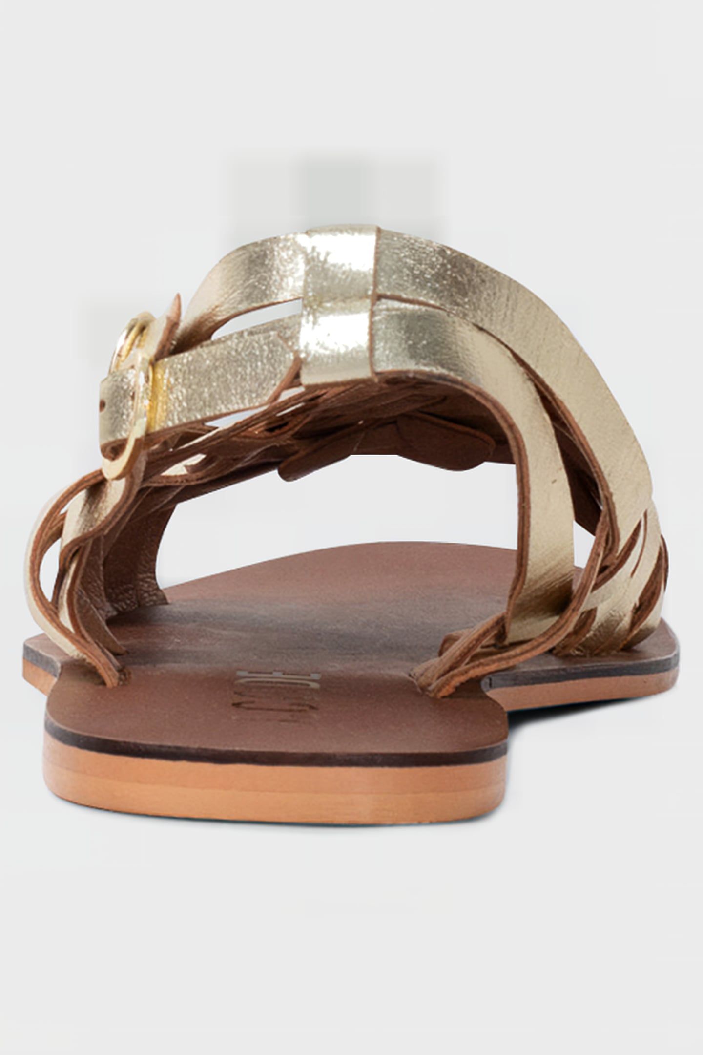 GOLD LEATHER FLAT SANDALS 3