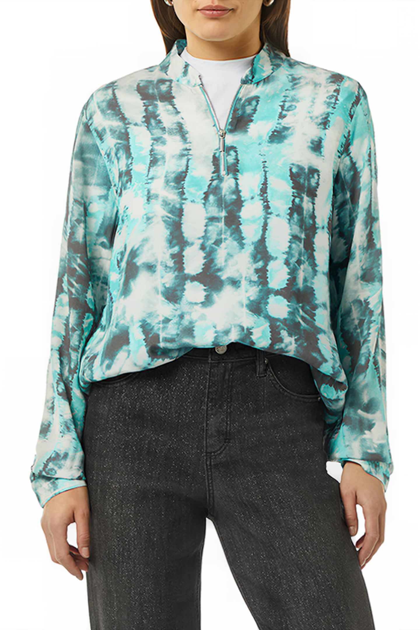 COMMA BLOUSES BLUE-GREEN AOP 1