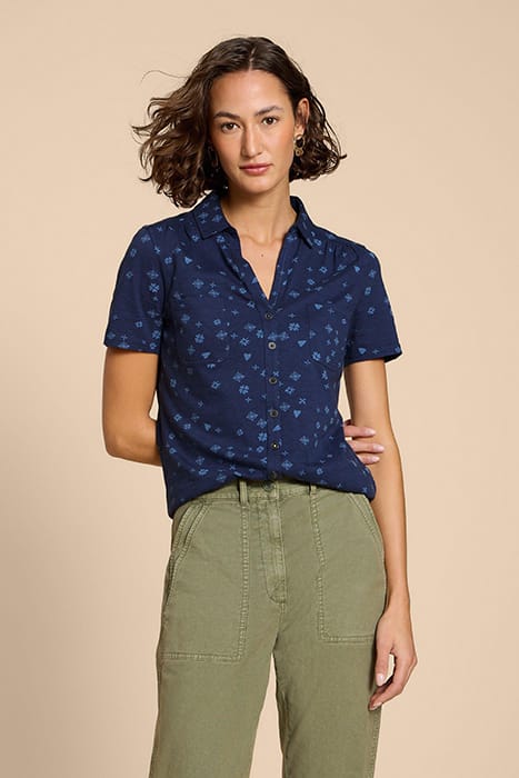 PENNY POCKET JERSEY SHIRT NAVY PRINT 1