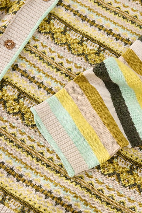 LULU FAIRISLE CARDI CHARTREUSE MULTI 6