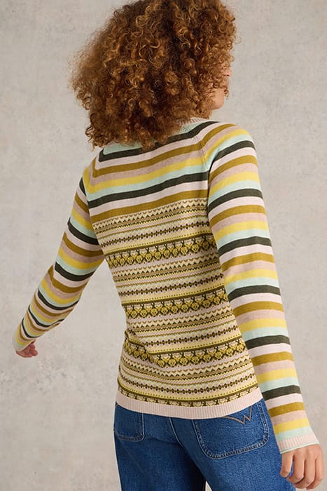 LULU FAIRISLE CARDI CHARTREUSE MULTI 2
