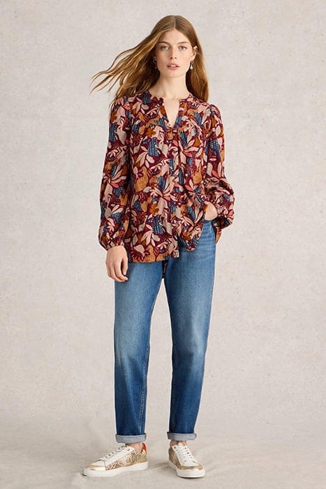 TERESA LONGLINE SHIRT PLUM PRINT 1