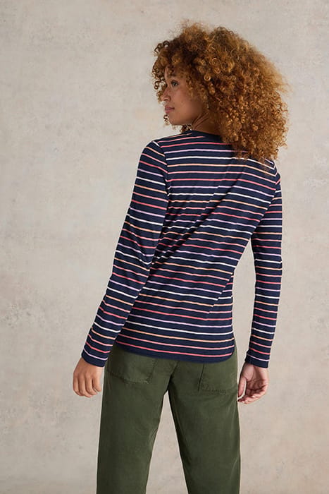 CLARA STRIPE LS TEE NAVY MULTI 2