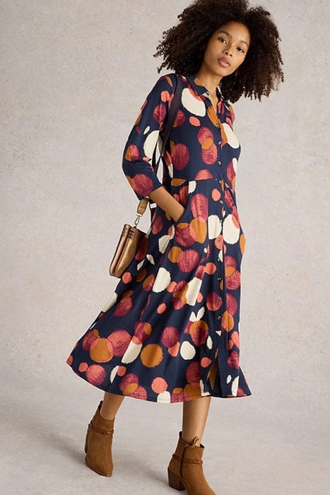 RUA JERSEY SHIRT DRESS NAVY PRINT 4