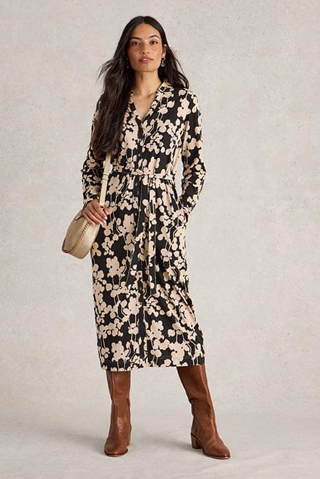 ANNIE JERSEY SHIRT DRESS BLACK PRINT 1