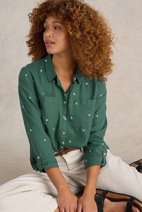 SOPHIE ORGANIC COTTON SHIRT GREEN MULTI 1