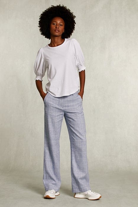 WHITE T-SHIRT 3/4 SLEEVES WITH SMOCK WHITE 3