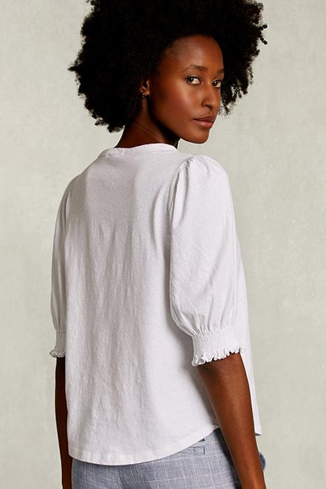 WHITE T-SHIRT 3/4 SLEEVES WITH SMOCK WHITE 2