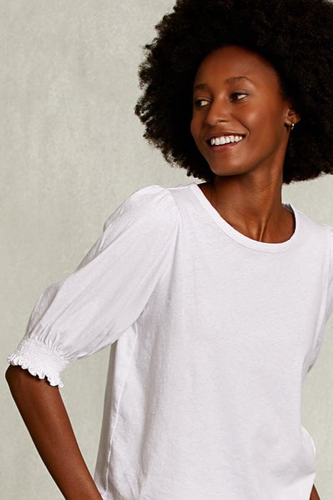 WHITE T-SHIRT 3/4 SLEEVES WITH SMOCK WHITE 4