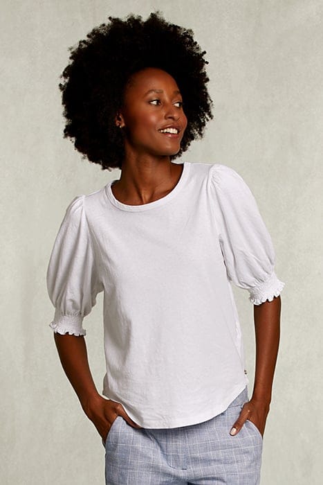 WHITE T-SHIRT 3/4 SLEEVES WITH SMOCK WHITE 1