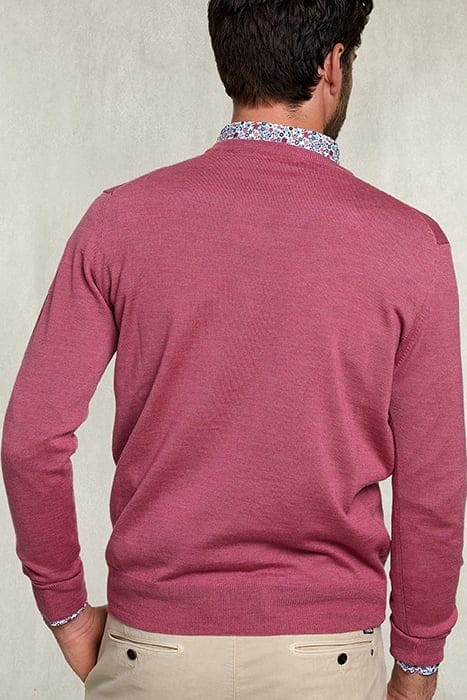 BASIC MERINO V-NECK PULLOVER DARK SUGAR PINK MIX PINK 2