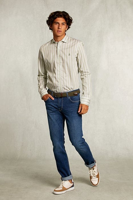 SLIM FIT STRIPED SHIRT GREEN/WHITE 3
