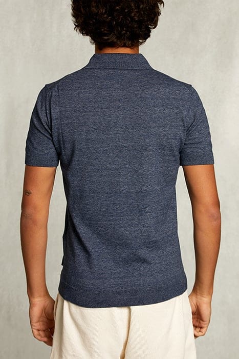 CUSTOM FIT PIMA COTTON SWEATER POLO COLLAR BLUE MOON MIX BLU 2