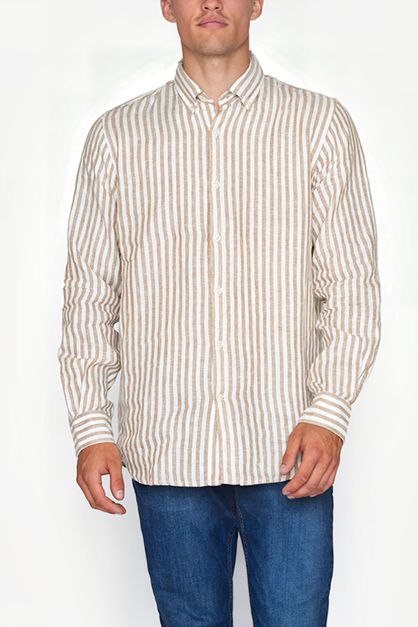 GREGSI LINEN STRIPE BROWN LION 1