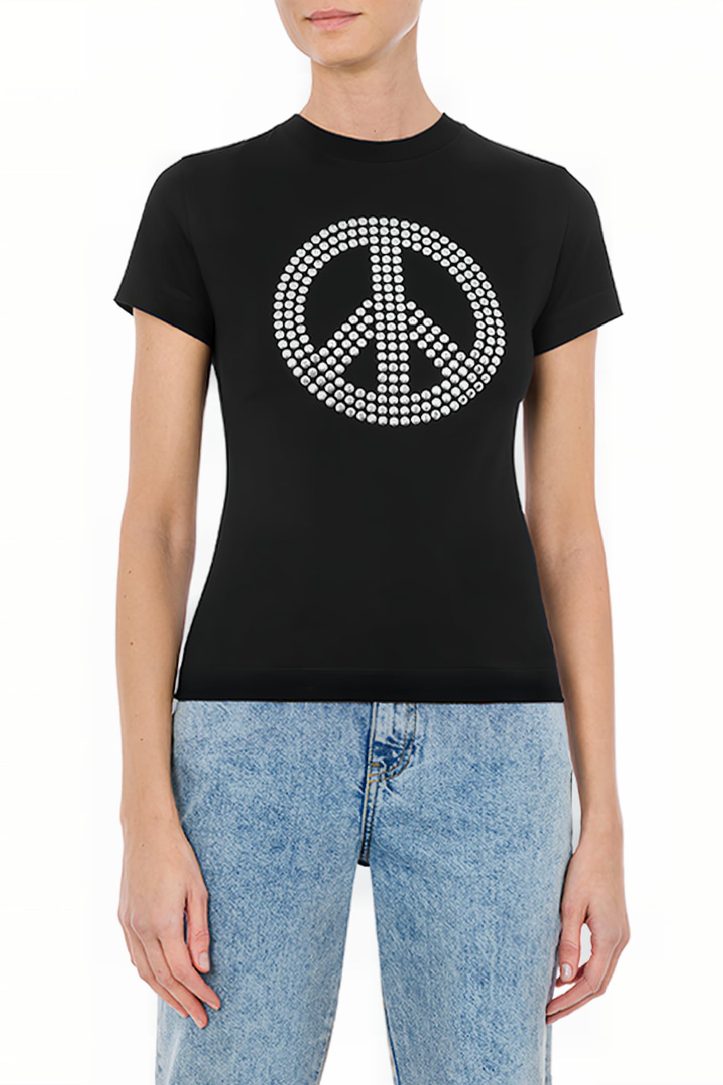 PEACE SYMBOL JERSEY T-SHIRT BLACK 1