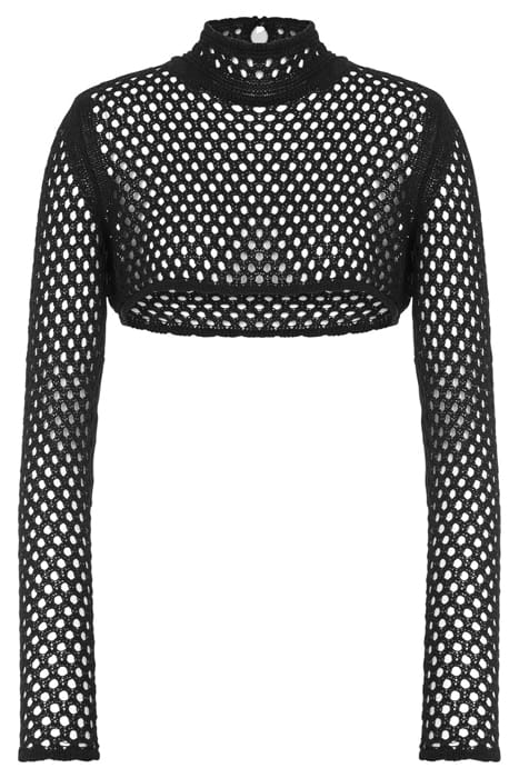 BLACK COTTON AND POLYAMIDE KNITWEAR BLACK 3
