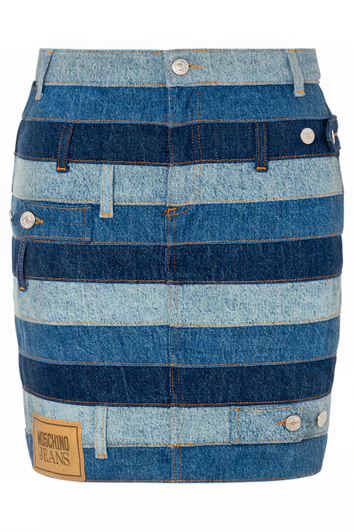 PATCHWORK DENIM MINI SKIRT BLUE 3