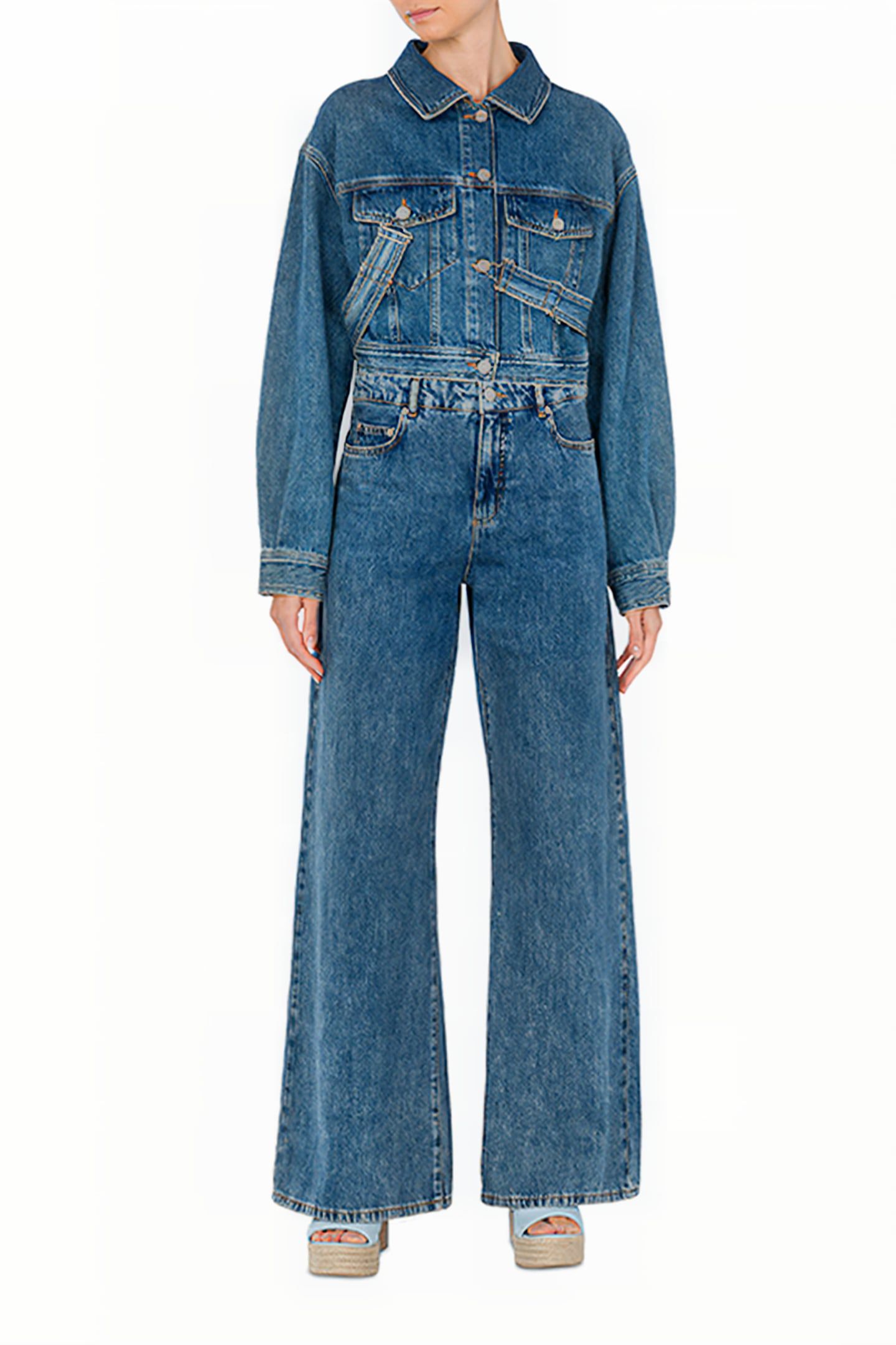 SUSPENDERS CROPPED DENIM JACKET BLUE 1