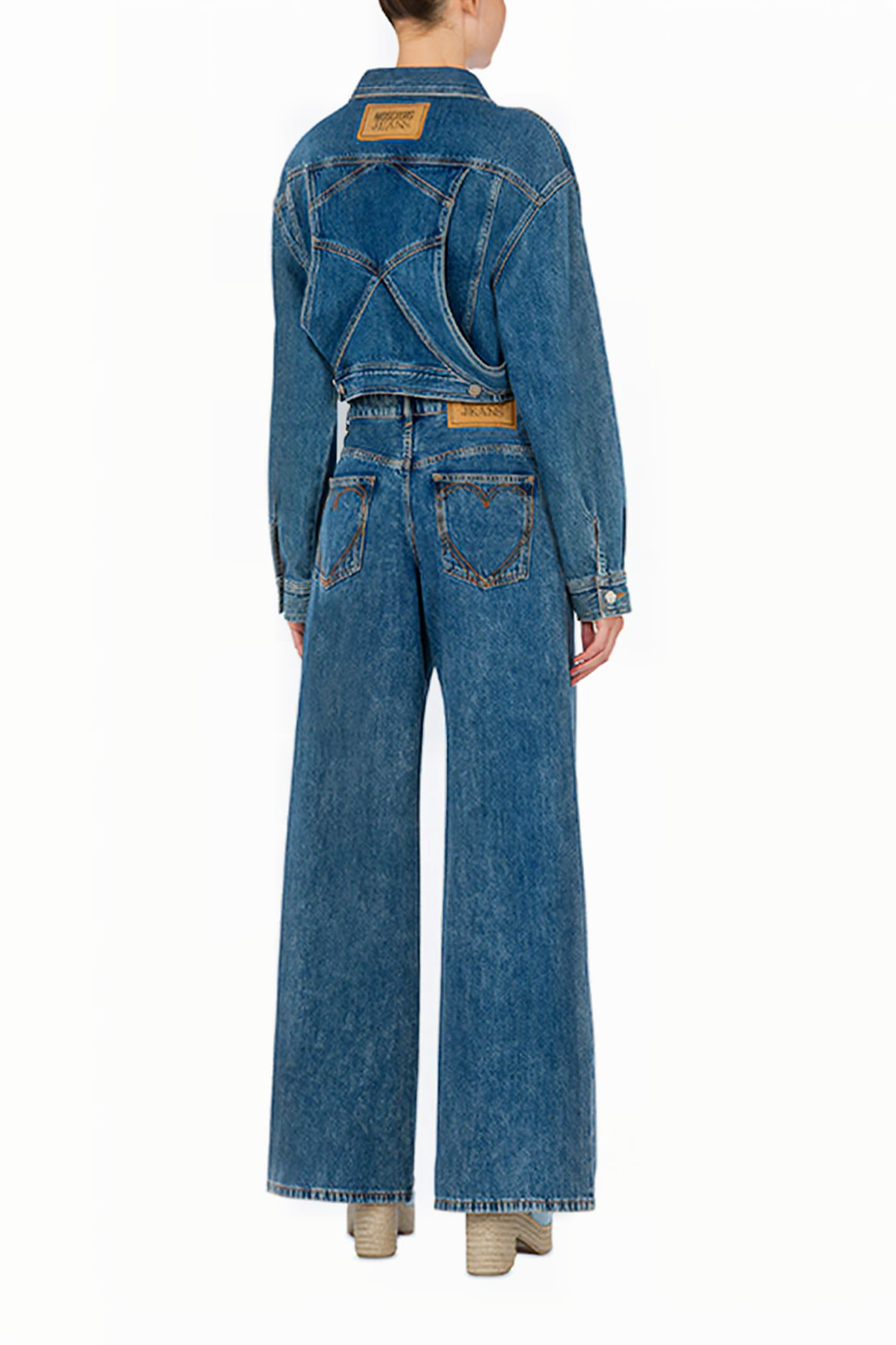 SUSPENDERS CROPPED DENIM JACKET BLUE 2