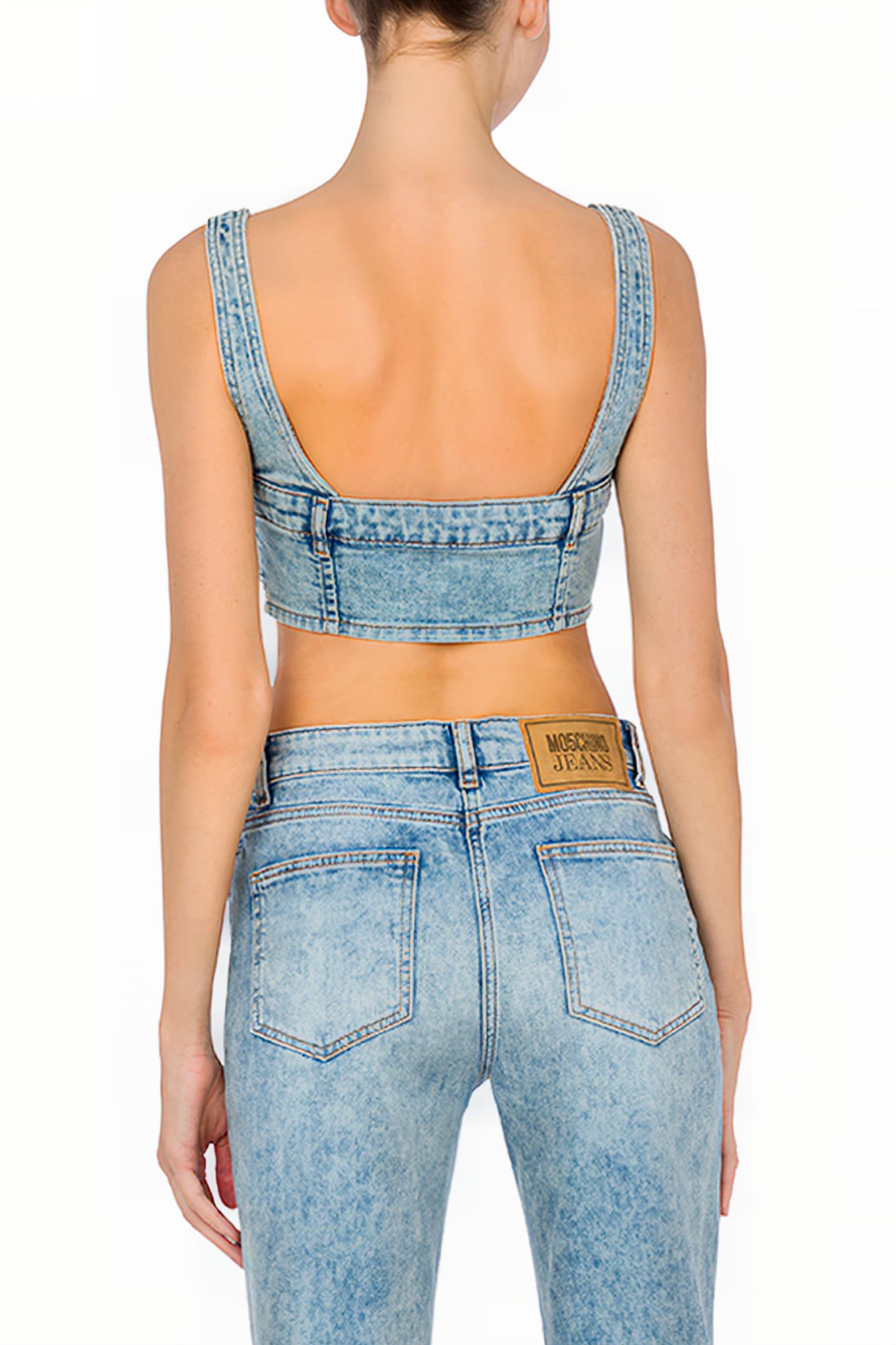STRETCH DENIM CROP TOP BLUE 2