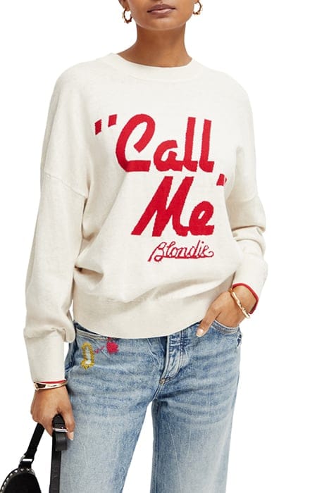 BLONDIE INTARSIA PULLOVER ECRU MELANGE 1