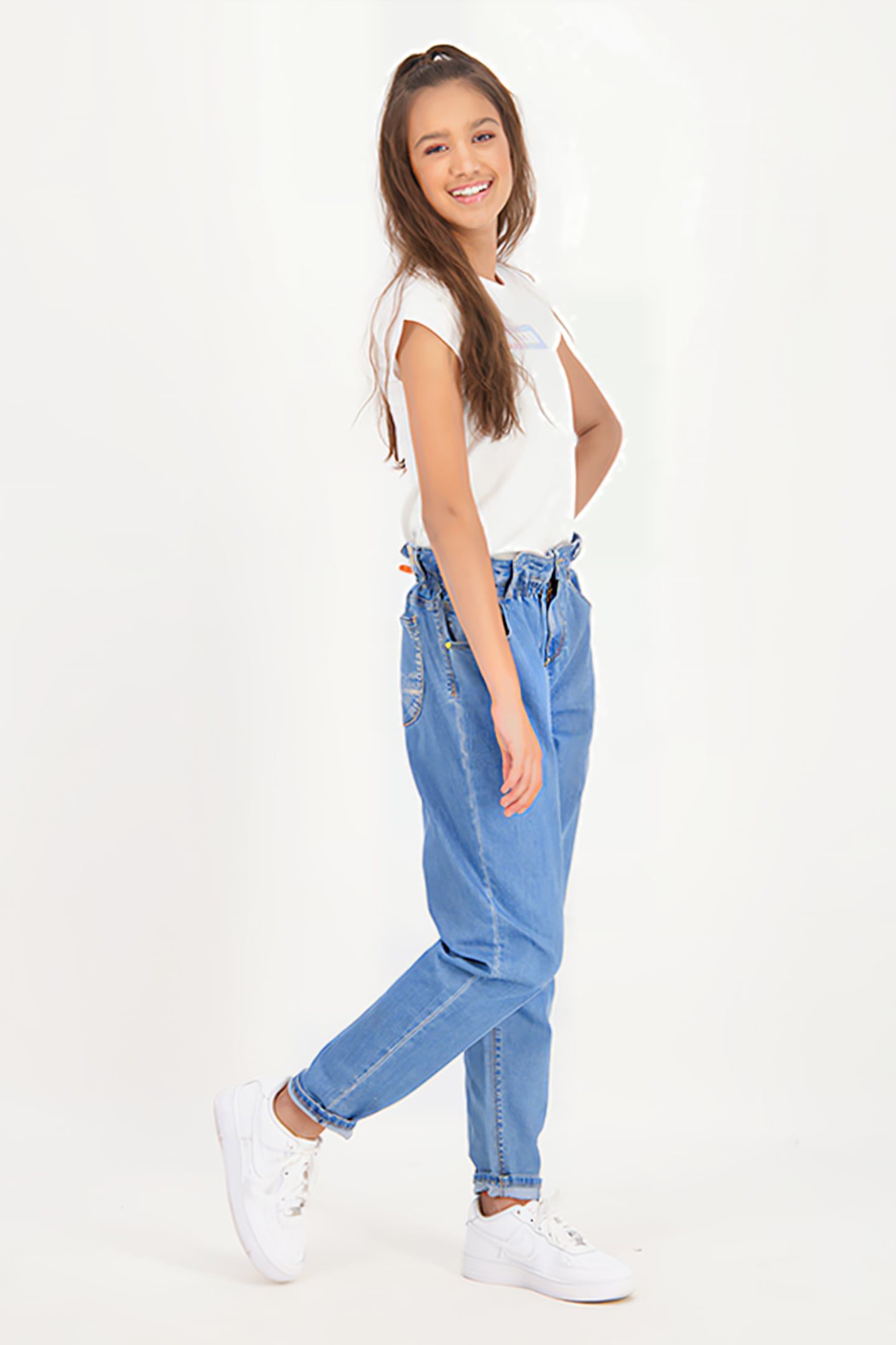 GIRLS DAKOTA JEANS MID BLUE STONE 8