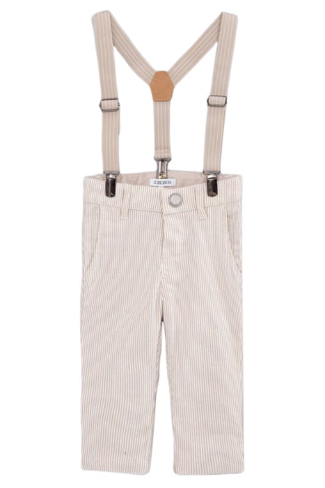 BABY BOYS’ BEIGE STRIPED OCCASIONWEAR TROUSERS WITH STRAPS 1