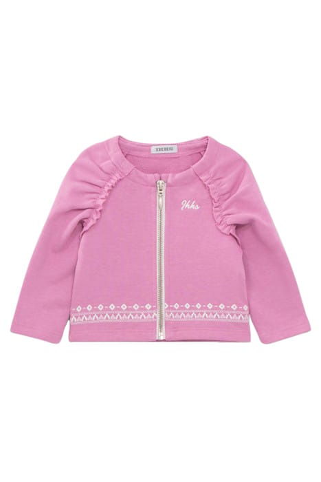 BABY GIRLS’ MAUVE CARDIGAN WITH ETHNIC EMBROIDERY 1