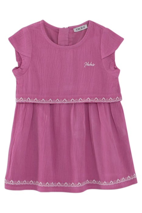 BABY GIRLS’ MAUVE CREPE DRESS WITH ETHNIC EMBROIDERY 1
