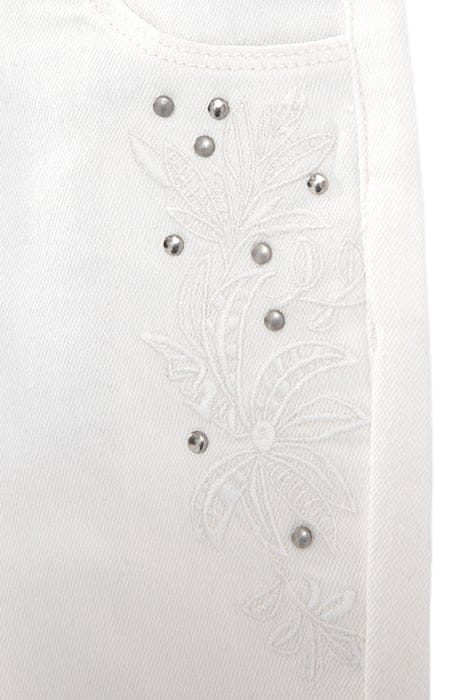 GIRLS' ECRU SKINNY JEANS WITH EMBROIDERY AND STUDS 6