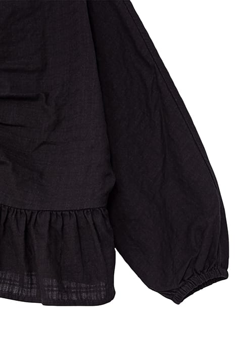 GIRLS’ BLACK BUTTONED WIDE BLOUSE WITH PEPLUM 4