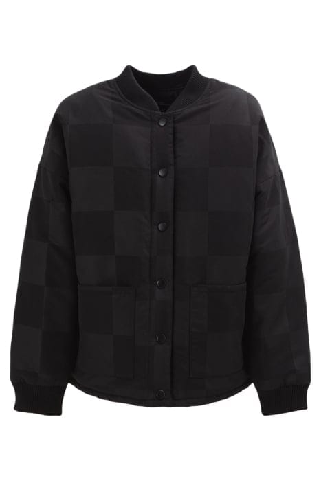 GIRLS' BLACK PADDED JACKET WITH TONE-ON-TONE CHECKERBOARD 1